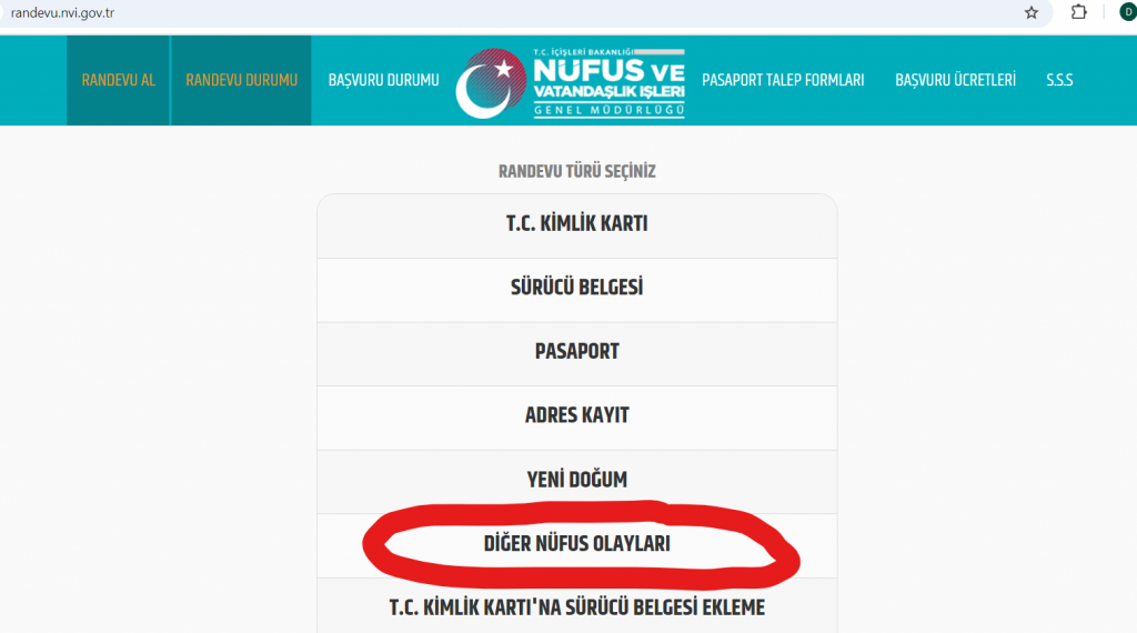 Parmak İzi Belgesi Randevu Al